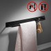 Adhesive Towel Rail with 2 Hook 40cm  Black Color  Patented Glue + 3M Self-Adhesive  Aluminum Beelee - B078D6CW16